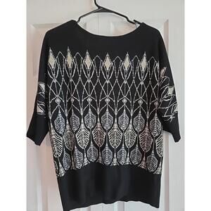 White House Black Market Xl Womens Blouse Short Sleeve Shimmer metalic knit